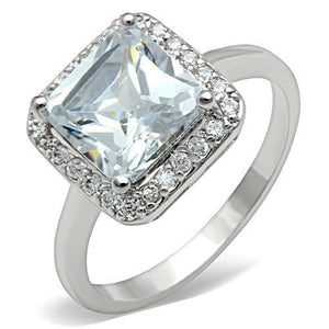3W144 Rhodium Brass Ring with AAA Grade CZ in Clear-WildKlass Jewelry