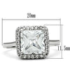 3W144 Rhodium Brass Ring with AAA Grade CZ in Clear-WildKlass Jewelry