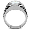 WildKlass Stainless Steel Ring High Polished (no Plating) Men AAA Grade CZ Clear-WildKlass Jewelry