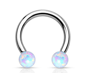 Synthetic Opal WildKlass Horseshoe 316L Surgical Steel-WildKlass Jewelry