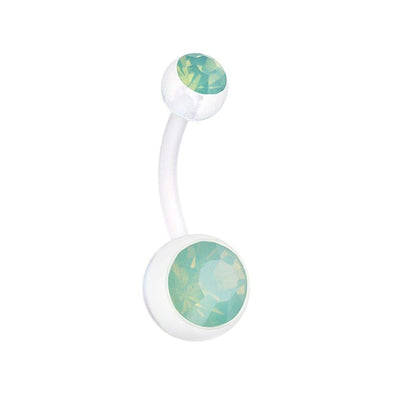 Opal Gem Bio Flexible Shaft Acrylic Ball WildKlass Belly Button Ring-WildKlass Jewelry