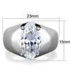 WildKlass Stainless Steel Ring High Polished (no Plating) Women AAA Grade CZ Clear-WildKlass Jewelry