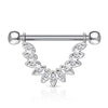 WildKlass CZ Set Linked Feather Dangle 316L Surgical Steel Nipple Rings-WildKlass Jewelry