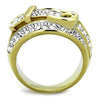WildKlass Stainless Steel Ring Two-Tone IP Gold Women Top Grade Crystal Clear-WildKlass Jewelry