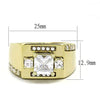 WildKlass Stainless Steel Ring IP GoldMen AAA Grade CZ Clear-WildKlass Jewelry
