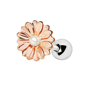 Rose Gold Plated Sweat Pearl Daisy WildKlass Cartilage Earring-WildKlass Jewelry