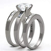 WildKlass Stainless Steel Wedding Ring High Polished (no Plating) Women AAA Grade CZ Clear-WildKlass Jewelry
