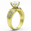 WildKlass Stainless Steel Pave Ring IP Gold Women AAA Grade CZ Clear-WildKlass Jewelry