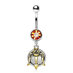 316L Stainless Steel Mystical WildKlass Navel Ring With Poseidon's Trident-WildKlass Jewelry