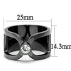 WildKlass Stainless Steel Ring IP Light Black (IP Gun) Men Top Grade Crystal Clear-WildKlass Jewelry