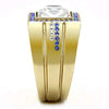 WildKlass Stainless Steel Ring IP GoldMen Top Grade Crystal Clear-WildKlass Jewelry