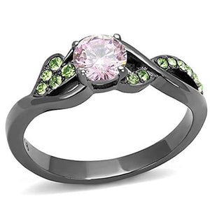 WildKlass Stainless Steel Ring IP Light Black (IP Gun) Women AAA Grade CZ Rose-WildKlass Jewelry