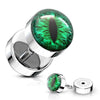 WildKlass Snake Eye Inlaid 316L Surgical Steel 16ga Faux Plugs-WildKlass Jewelry