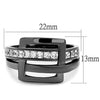WildKlass Stainless Steel Ring IP Light Black (IP Gun) Women AAA Grade CZ Clear-WildKlass Jewelry