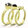 WildKlass Stainless Stackable Steel Ring IP Gold Women Top Grade Crystal Jet-WildKlass Jewelry