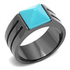 WildKlass Stainless Steel Ring IP Light Black (IP Gun) Men Synthetic Sea Blue-WildKlass Jewelry