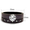 WildKlass Stainless Steel Ring IP Dark Brown (IP Coffee) Women AAA Grade CZ Clear-WildKlass Jewelry