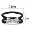 WildKlass Stainless Steel Ring Two-Tone IP Black Women Top Grade Crystal Clear-WildKlass Jewelry