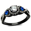 WildKlass Stainless Steel Ring Two-Tone IP Black Women AAA Grade CZ Clear-WildKlass Jewelry