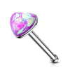 Opal Glitter set 3mm Heart Top 316L Surgical Steel WildKlass Nose Stud Rings-WildKlass Jewelry