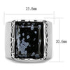 WildKlass Stainless Steel Ring High Polished Men Semi-Precious Jet-WildKlass Jewelry