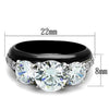WildKlass Stainless Steel Ring Two-Tone IP Black Women AAA Grade CZ Clear-WildKlass Jewelry