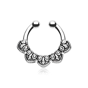 Tribal Penta WildKlass Fake Septum Clip-On Ring-WildKlass Jewelry