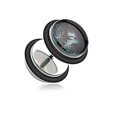 Glow in the Dark Day of the Dead Girl Steel WildKlass Fake Plug with O-Rings-WildKlass Jewelry