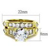 WildKlass Stainless Steel Ring IP Gold Women AAA Grade CZ Clear-WildKlass Jewelry