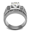 WildKlass Stainless Steel Ring High Polished Men AAA Grade CZ Clear-WildKlass Jewelry