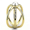 WildKlass Stainless Steel Ring IP Gold Women Synthetic White-WildKlass Jewelry