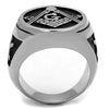 WildKlass Stainless Steel Ring High Polished Men Epoxy Jet-WildKlass Jewelry