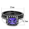 WildKlass Stainless Steel Ring IP Light Black (IP Gun) Women AAA Grade CZ Tanzanite-WildKlass Jewelry
