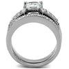 WildKlass Stainless Steel Ring High Polished Women AAA Grade CZ Clear-WildKlass Jewelry