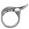 WildKlass Stainless Steel Winged Ring High Polished (no Plating) Women Top Grade Crystal Clear-WildKlass Jewelry