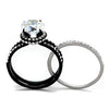 WildKlass Stainless Steel Ring Two-Tone IP Black Women AAA Grade CZ Clear-WildKlass Jewelry