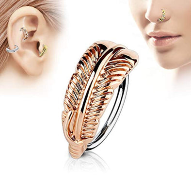 Feather Crawler Top 316L Surgical Steel WildKlass Nose, Cartilage Hoop Rings-WildKlass Jewelry