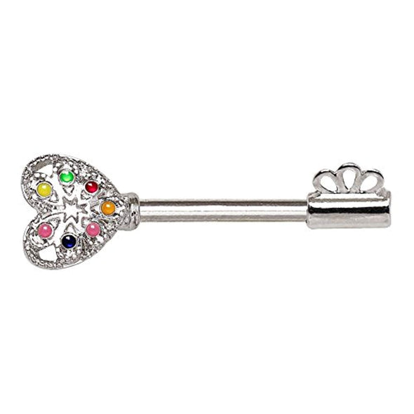 316L Stainless Steel Rainbow Key WildKlass Nipple Bar-WildKlass Jewelry