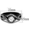 WildKlass Stainless Steel Ring Two-Tone IP Black Women AAA Grade CZ Clear-WildKlass Jewelry