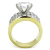 WildKlass Stainless Steel Ring Two-Tone IP Gold Women AAA Grade CZ Clear-WildKlass Jewelry