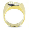 WildKlass Stainless Steel Ring IP GoldMen Top Grade Crystal Clear-WildKlass Jewelry