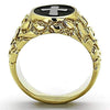 WildKlass Jewelry Stainless Steel Ring Cross Two-Tone IP Gold Men-WildKlass Jewelry