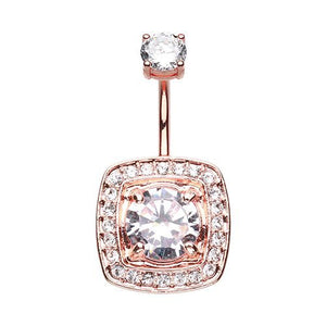 Rose Gold Grand Essentia 316L Surgical Steel Belly Button Ring-WildKlass Jewelry