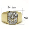 WildKlass Stainless Steel Ring Two-Tone IP Gold Men Top Grade Crystal Clear-WildKlass Jewelry