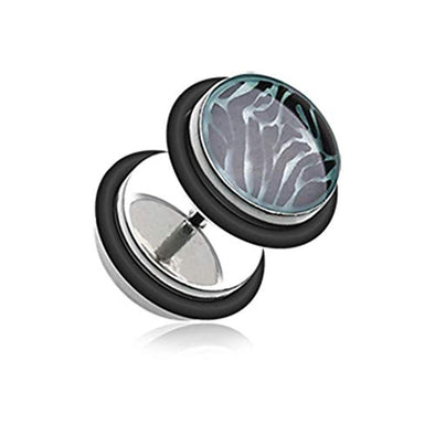 Glow in the Dark Zebra Steel WildKlass Fake Plug with O-Rings-WildKlass Jewelry