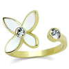 WildKlass Stainless Steel Ring IP Gold Women Top Grade Crystal Clear-WildKlass Jewelry