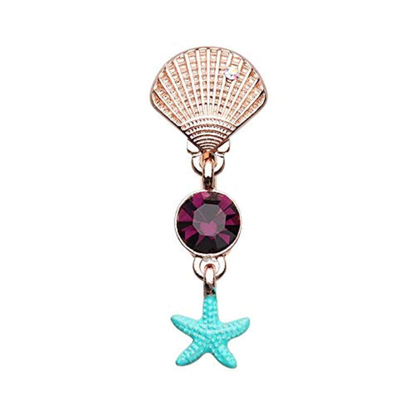 Rose Gold Hawaiian Sea Shell Star WildKlass Belly Button Ring-WildKlass Jewelry