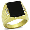 WildKlass Stainless Steel Onyx Ring IP Gold Men Synthetic Jet-WildKlass Jewelry