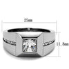 WildKlass Stainless Steel Ring High Polished (no Plating) Men AAA Grade CZ Clear-WildKlass Jewelry