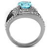 WildKlass Stainless Steel Ring High Polished Women Synthetic Sea Blue-WildKlass Jewelry